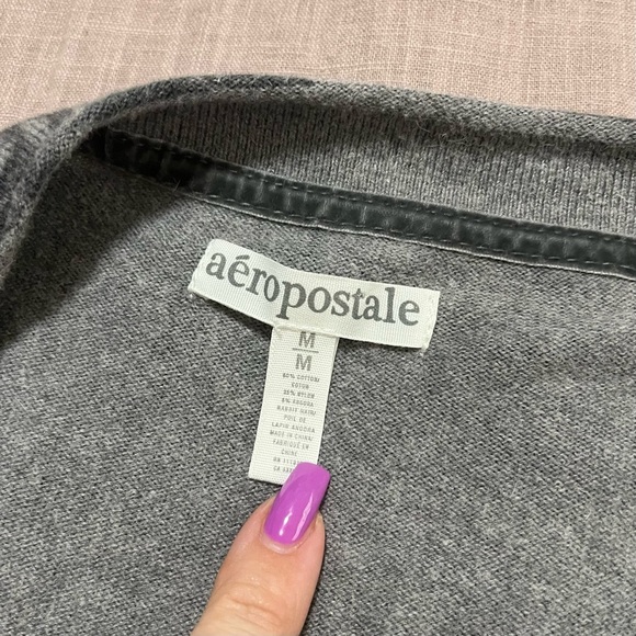 Aeropostale Gray Black Floral Cardigan Size Medium y2k demure feminine goth - Picture 3 of 7